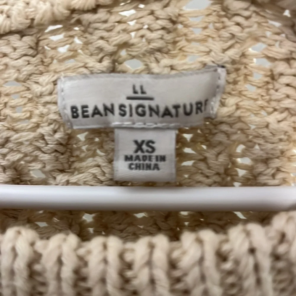 Ll bean cream cableknit fisherman sweater with zipper sides size XS - Picture 2 of 6